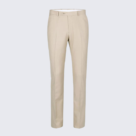 Men's Beige Slim Fit Pants  - Unhemmed