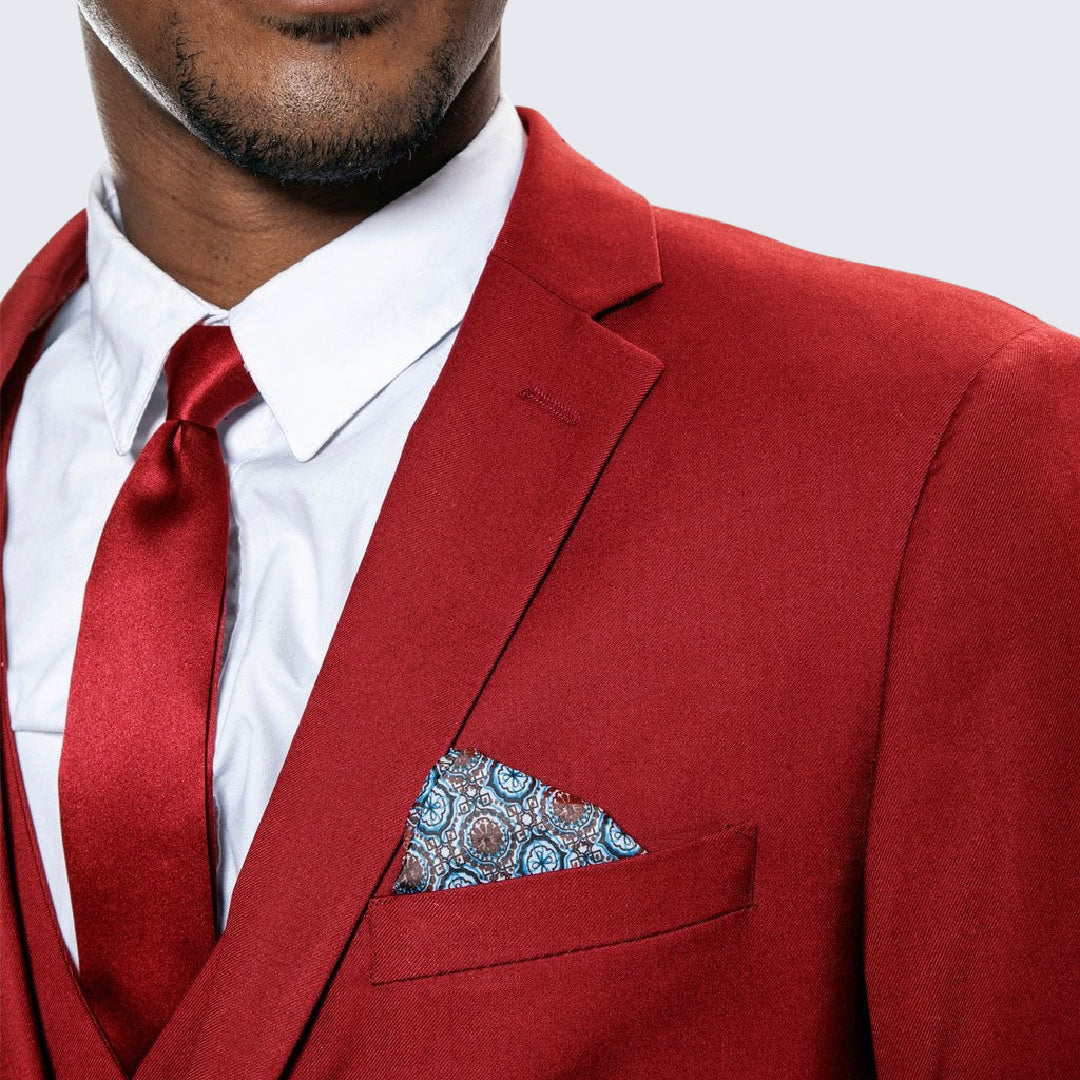 [DISCOUNTED] Red Skinny Fit Suit Three Piece Set - Limited Sizes
