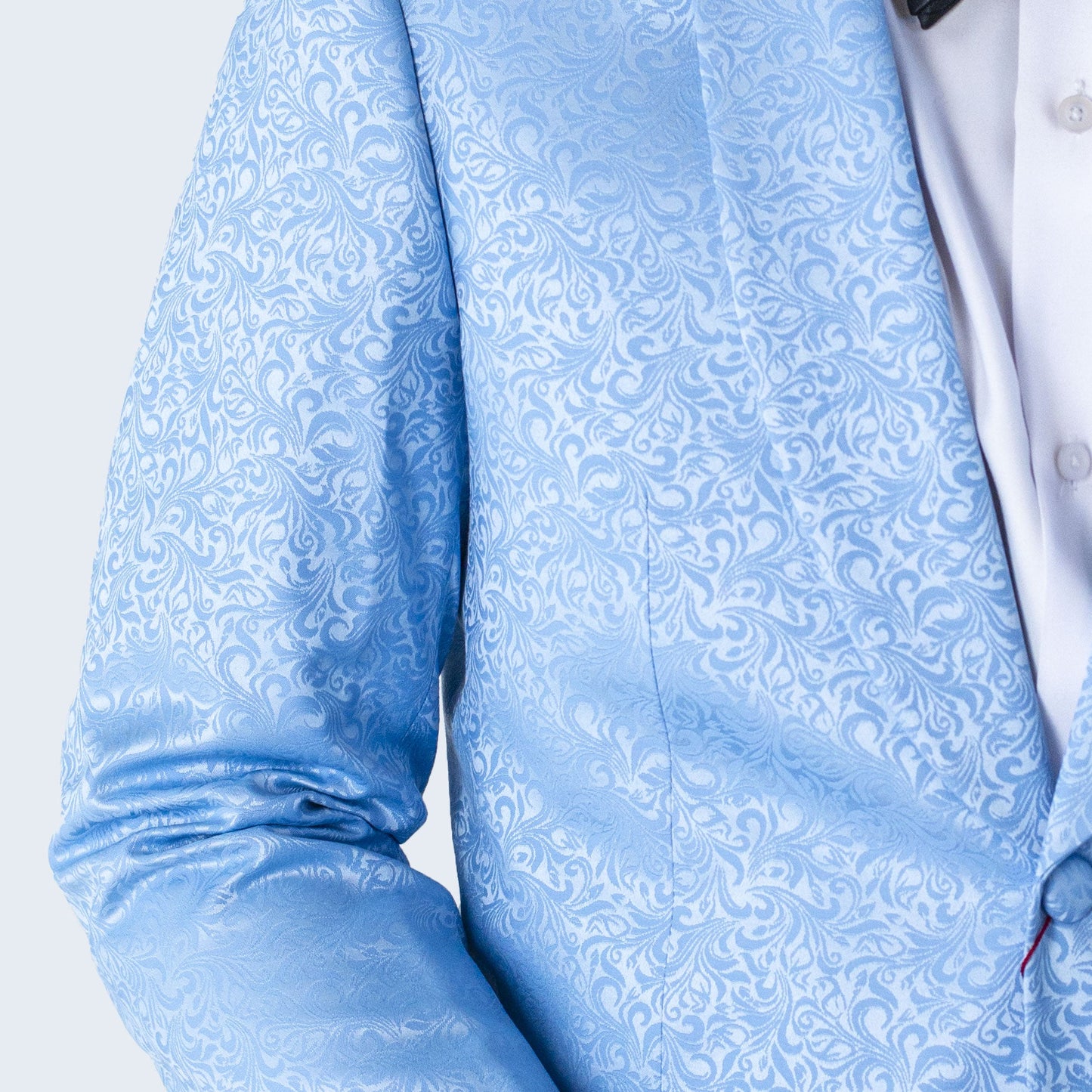 Men's Light Blue Paisley Jacket with Shawl Lapel Slim Fit - Wedding - Prom
