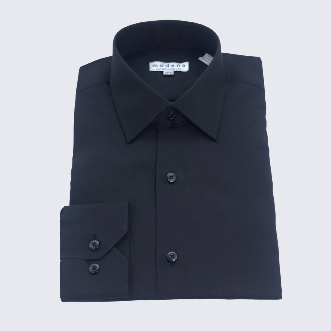 Men's Slim Black Fit Dress Shirt