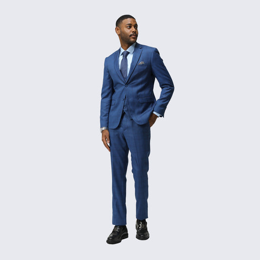 Dark Blue Skinny Fit Suit Three Piece Set - Wedding - Prom