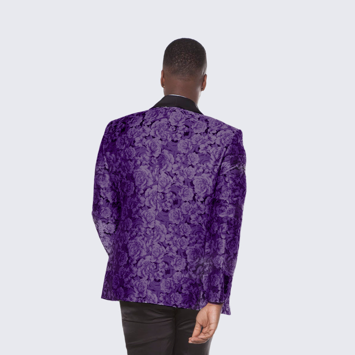 [DISCOUNTED] Purple Tuxedo with Floral Pattern Four Piece Set - Limited Sizes