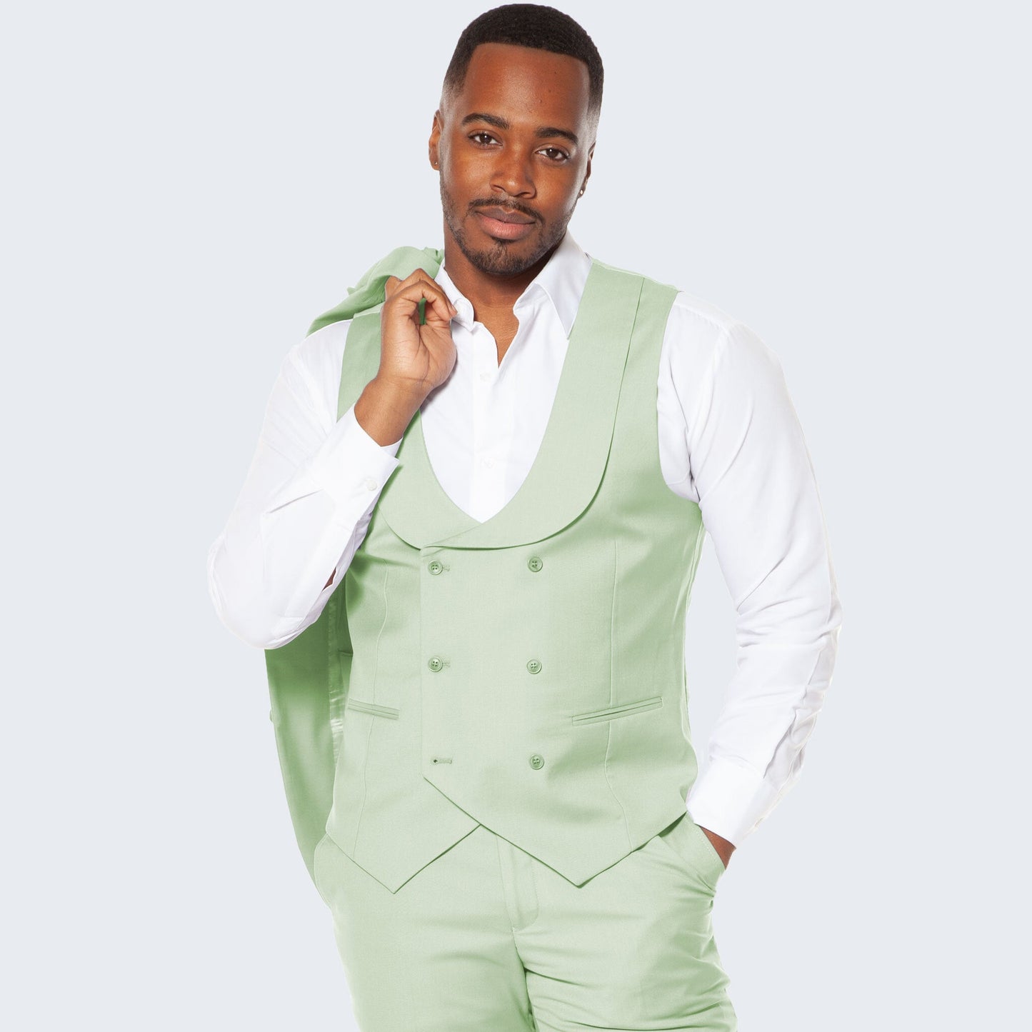 [DISCOUNTED] Men's Mint Green Suit Three Piece Set - Limited Sizes