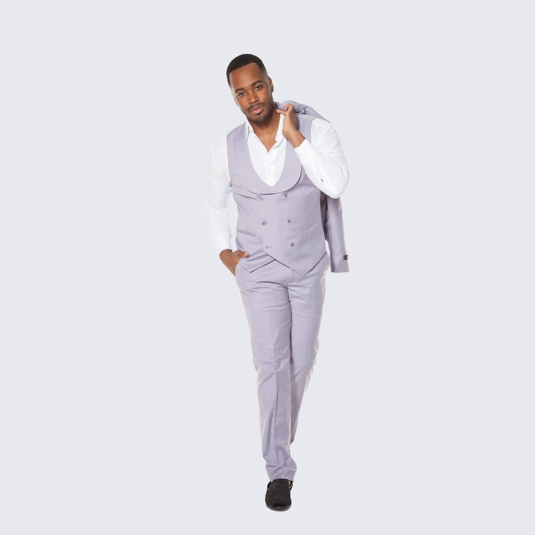 [DISCOUNTED] Men's Lavender Suit Three Piece Set - Limited Sizes
