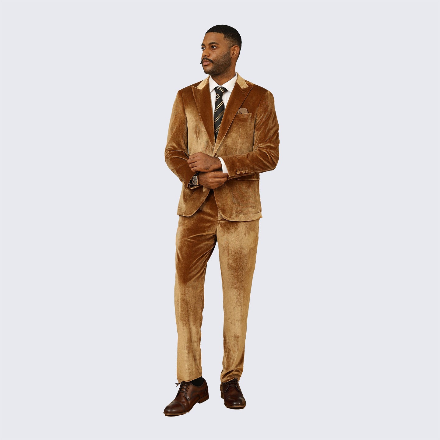 Golden Velvet Tuxedo Two Piece Set  - Wedding - Prom