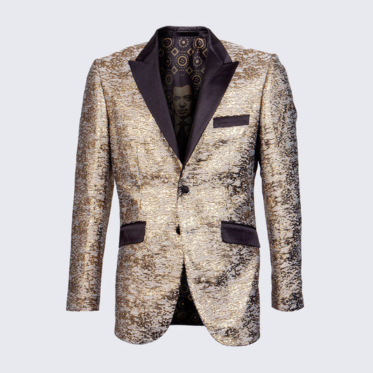 [DISCOUNTED] Copper Textured Tuxedo Jacket Slim Fit with Satin Peak Lapel - Limited Sizes