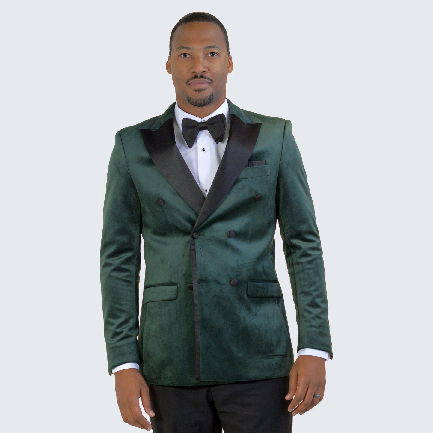 Green Velvet Tuxedo Jacket Double Breasted- Wedding - Prom