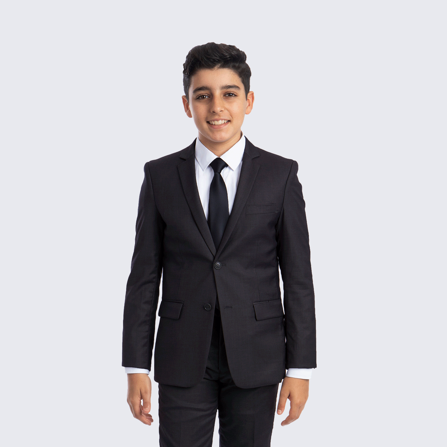 Boys Dark Grey Slim Fit 5-Piece Suit Set – Wedding & Ring Bearer