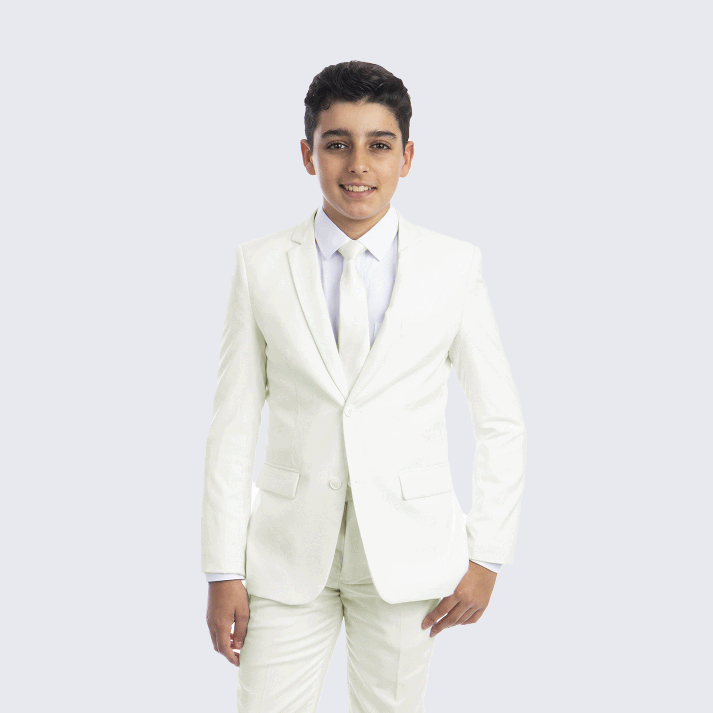 Boys Off White Slim Fit 5-Piece Suit Set – Wedding & Ring Bearer