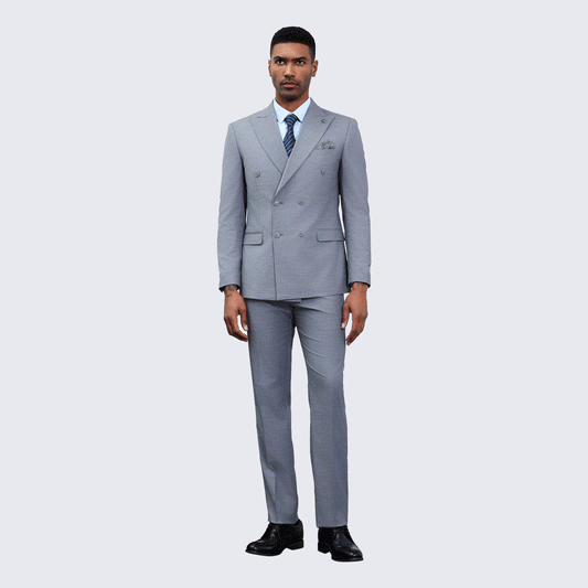 [DISCOUNTED] Men's Double Breasted Grey Suit by Stacy Adams -  Limited Sizes