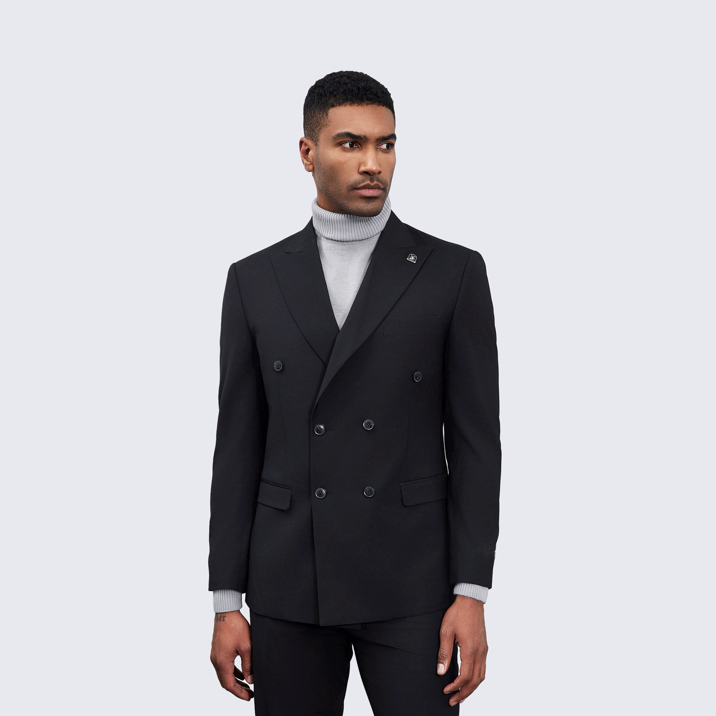 [DISCOUNTED] Men's Double Breasted Black Suit by Stacy Adams - Limited Sizes
