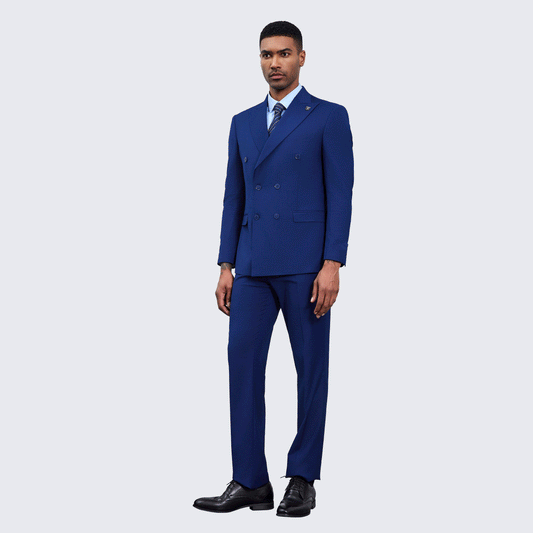 [DISCOUNTED] Men's Double Breasted Blue Suit by Stacy Adams - Limited Sizes