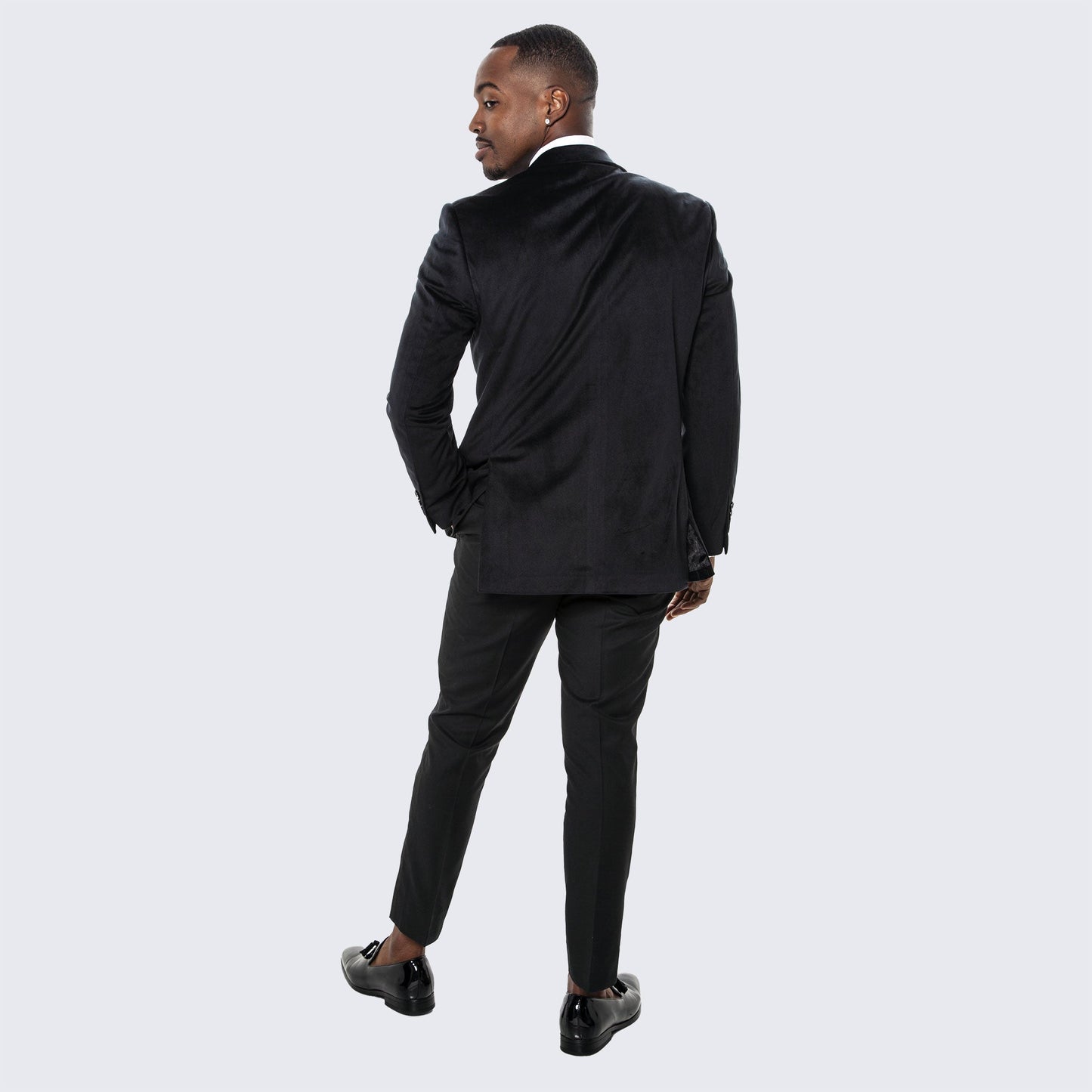 [DISCOUNTED] Black Velvet Blazer with Notch Lapel by Stacy Adams - Limited Sizes