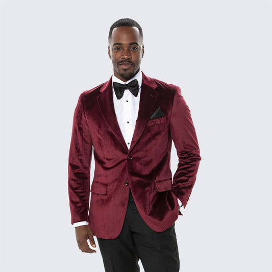 Wine Velvet Tuxedo Jacket with Notch Lapel – Wedding & Prom