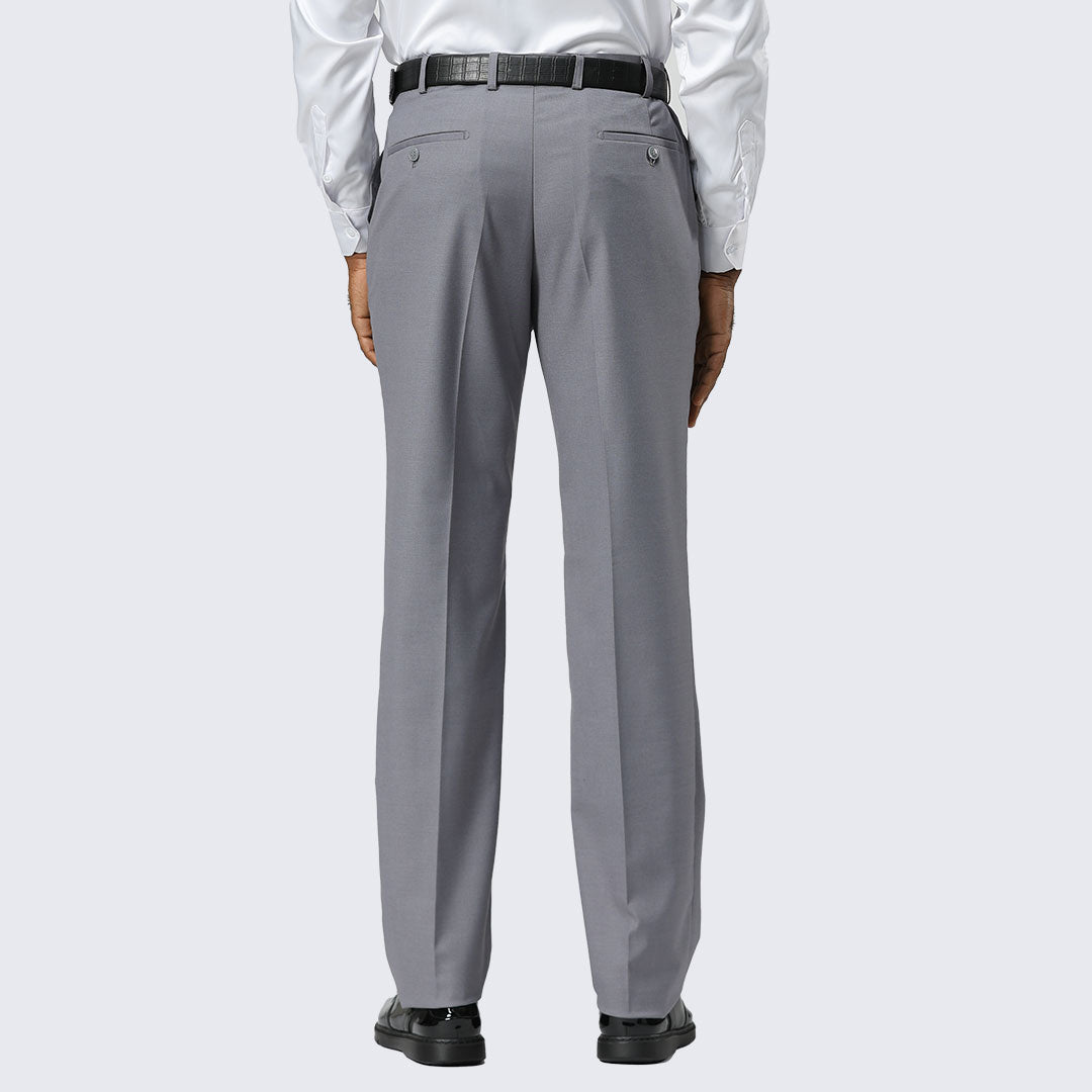 Grey Modern Fit Dress Pants – Flat Front, Unhemmed (Expandable Waistband)