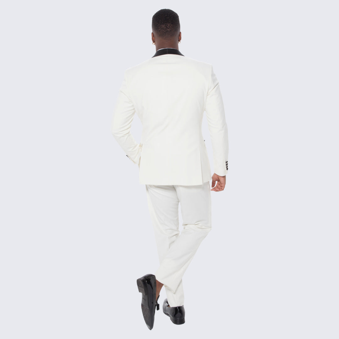 [DISCOUNTED] Ivory Tuxedo Slim Fit with Large Shawl Lapel by Stacy Adams - Limited Sizes